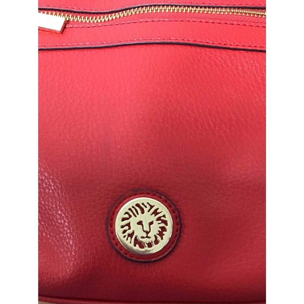 Anne Klein Red Leather Handbag with Polka Dot Interior - Picture 4 of 4